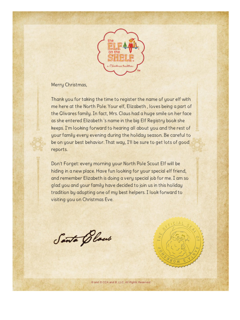 North Pole Elf Registration Confirmation | PDF