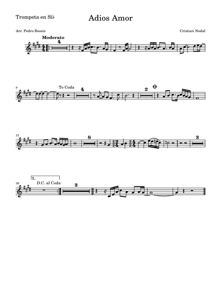 Adios Amor Trompeta En Sib Pdf