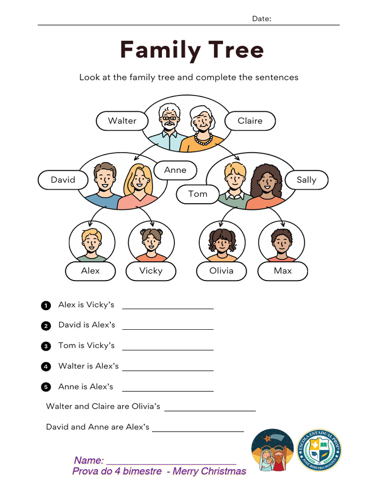 Family Members Vocabulary Activity Worksheet in Colorful Simple Style ...