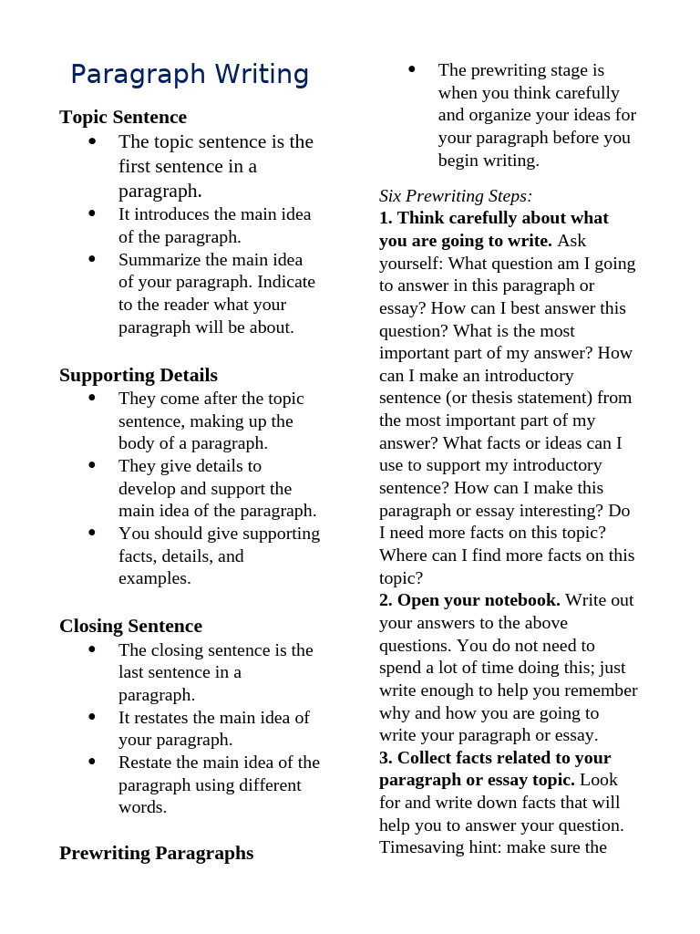 Effective Paragraph Writing Guide | PDF | Subject (Grammar) | Sentence ...