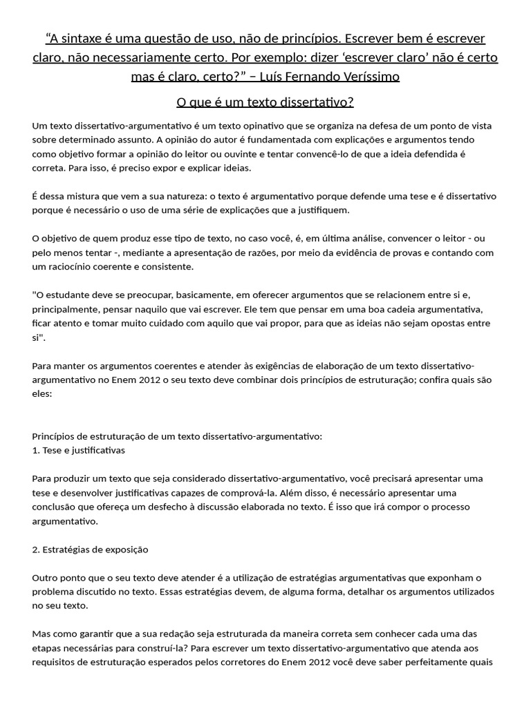 Estrutura do Texto Dissertativo-Argumentativo | PDF | Argumento