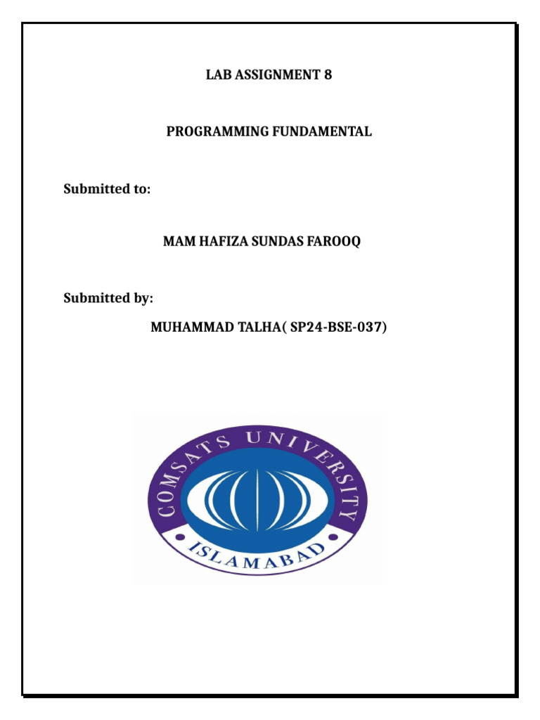 Lab Assignment 8: Programming Tasks | PDF