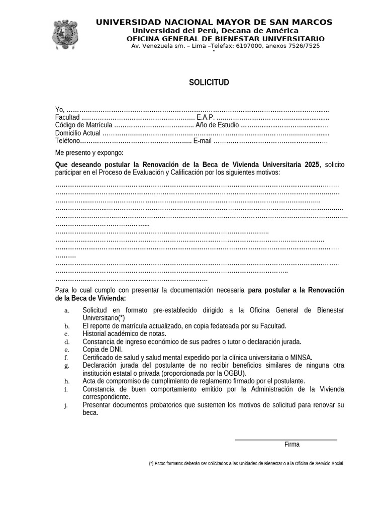 Formatos para Renovación de Beca 2025 | PDF