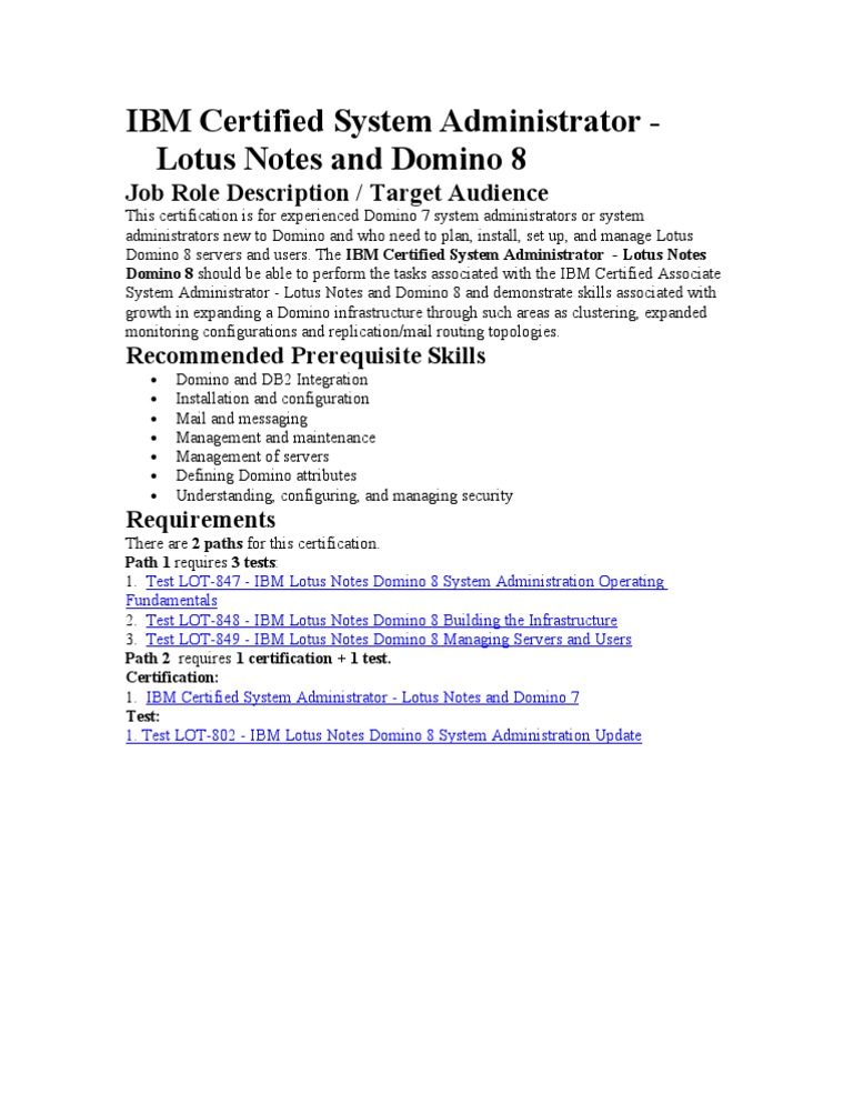 IBM Certified System Administrator Paths | PDF
