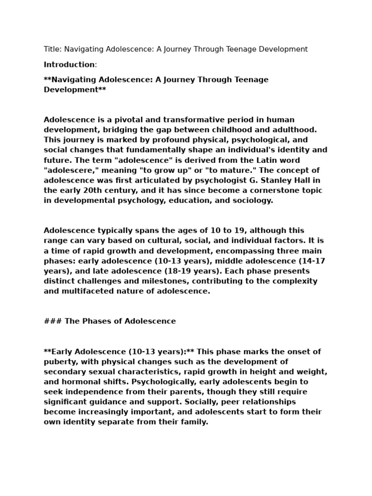 Understanding Teenage Development | PDF | Adolescence | Identity ...
