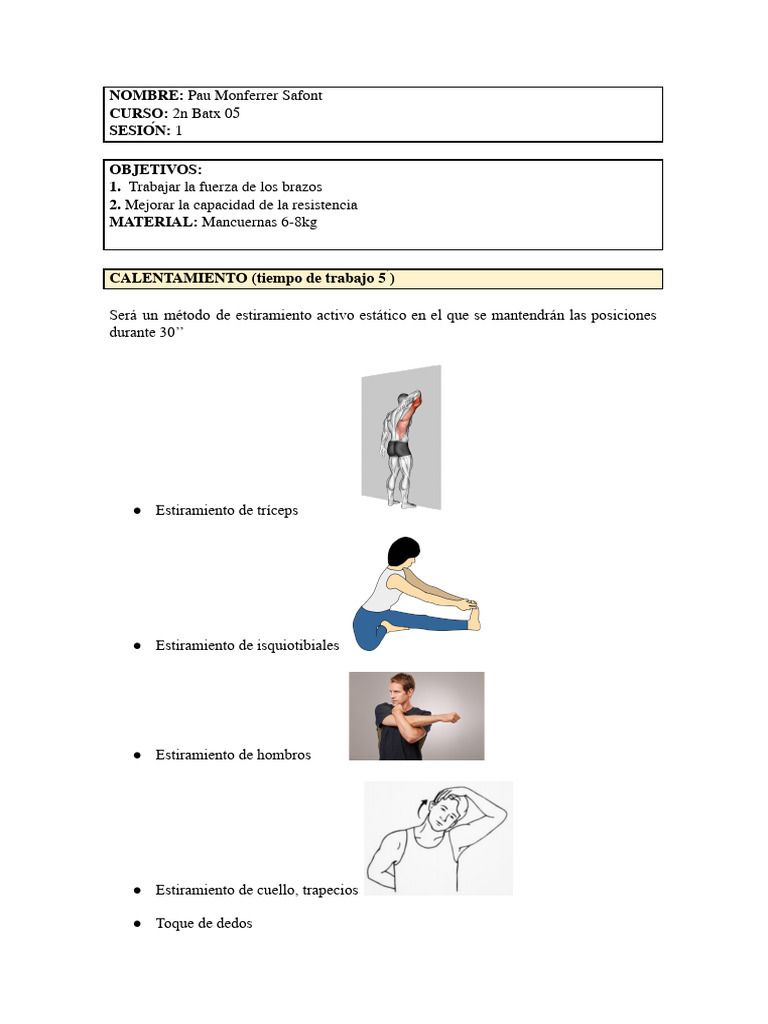 Rutina de Fuerza y Resistencia para Brazos | PDF