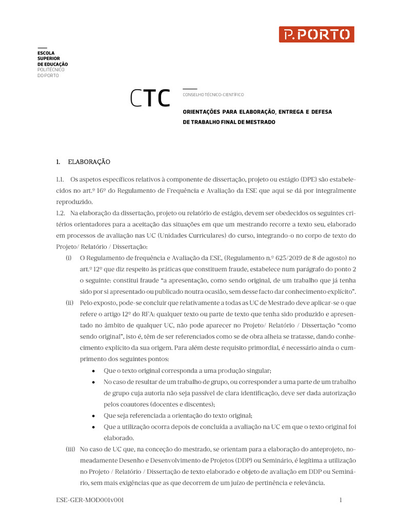 Orientações para Trabalho Final de Mestrado | PDF | Citação | Livros