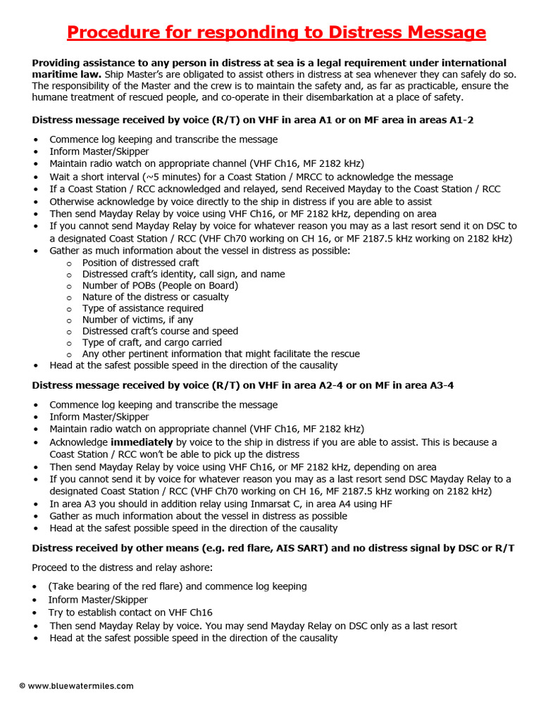 Distress Message Response Procedures | PDF | Radio | Information And ...
