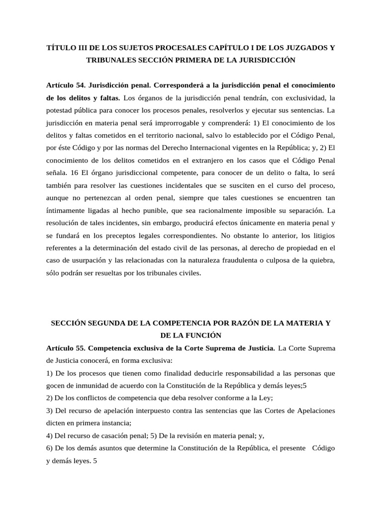 Jurisdicción y Competencia Penal | PDF | Jurisdicción | Judicaturas