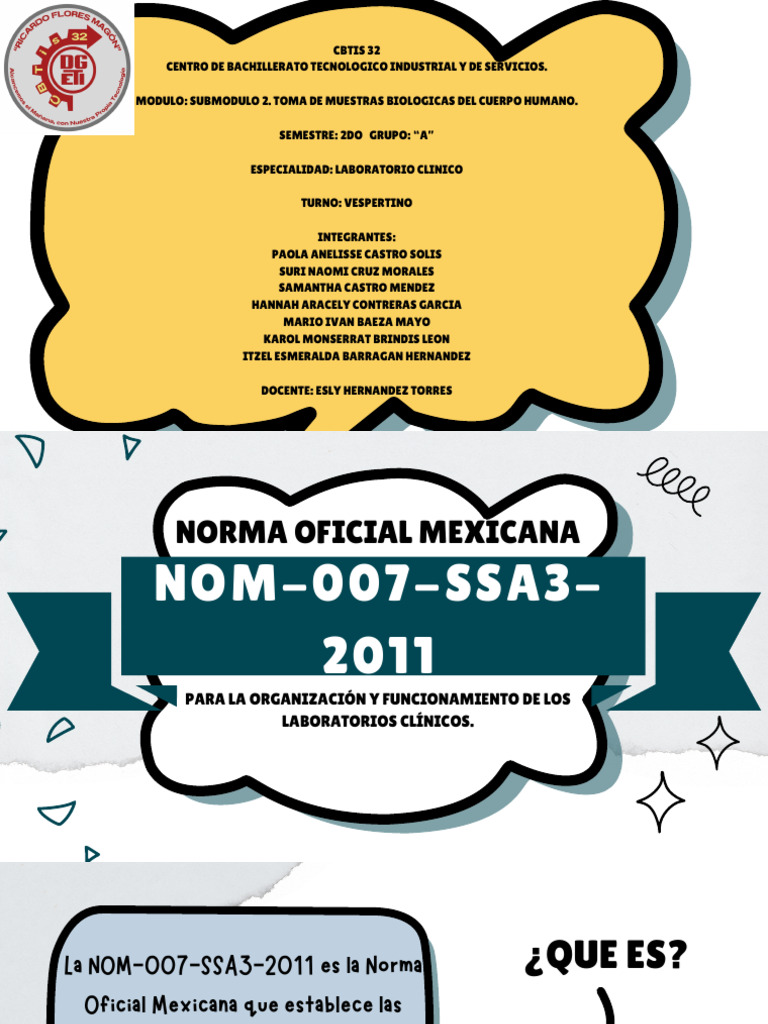 Normativa Nom 007 Ssa3 2011 Laboratorios Clínicos Pdf Laboratorios