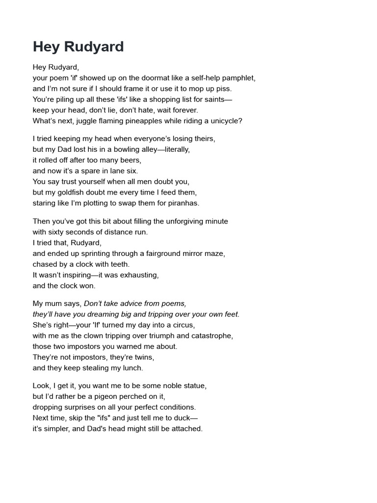 Humorous Take on Kipling's 