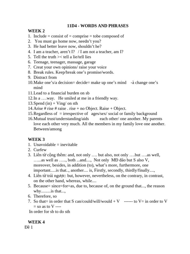 11D4 - WORDS AND PHRASES | PDF