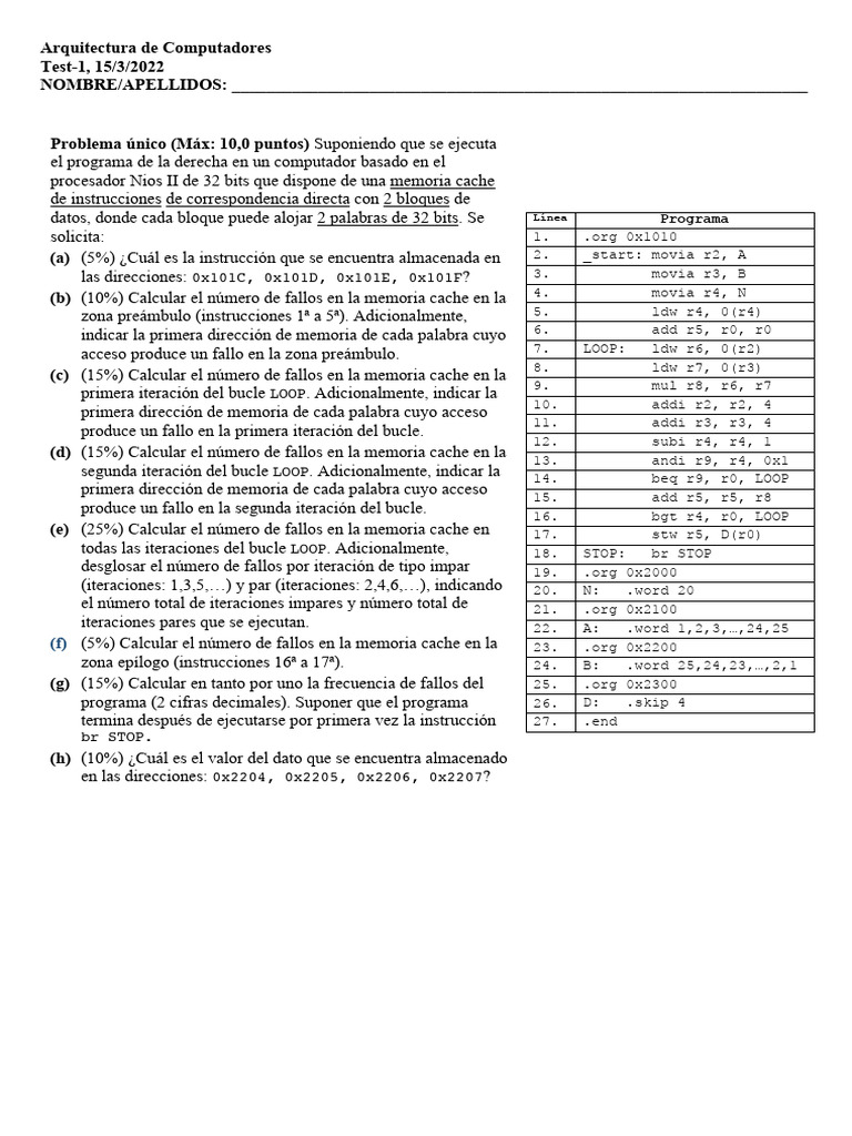 Fallos en Memoria Cache Nios II | PDF | Caché (Computación ...