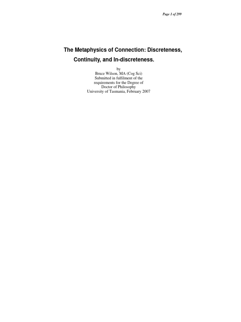The Metaphysics of Connection Discreteness Continuity and in 2sj3xtq105 ...