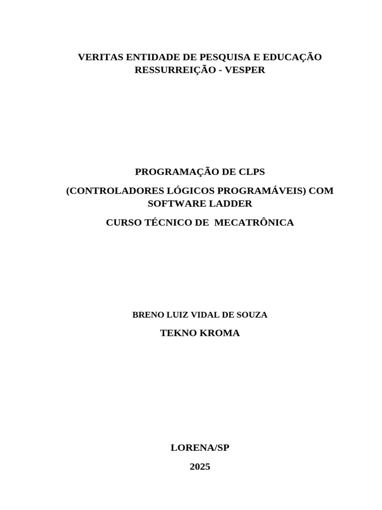 Programação de CLPs Controladores Lógicos Programáveis Com Software ...