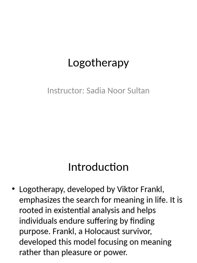 Understanding Logotherapy by Frankl | PDF