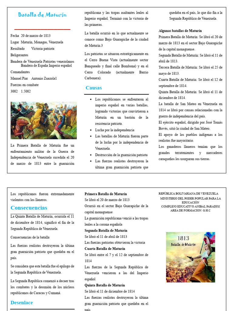 Cuarta Batalla de Maturín: 1814 | PDF | Operaciones militares ...