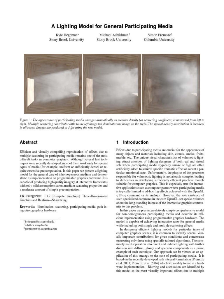 A Lighting Model For General Participating Media | PDF | Rendering ...