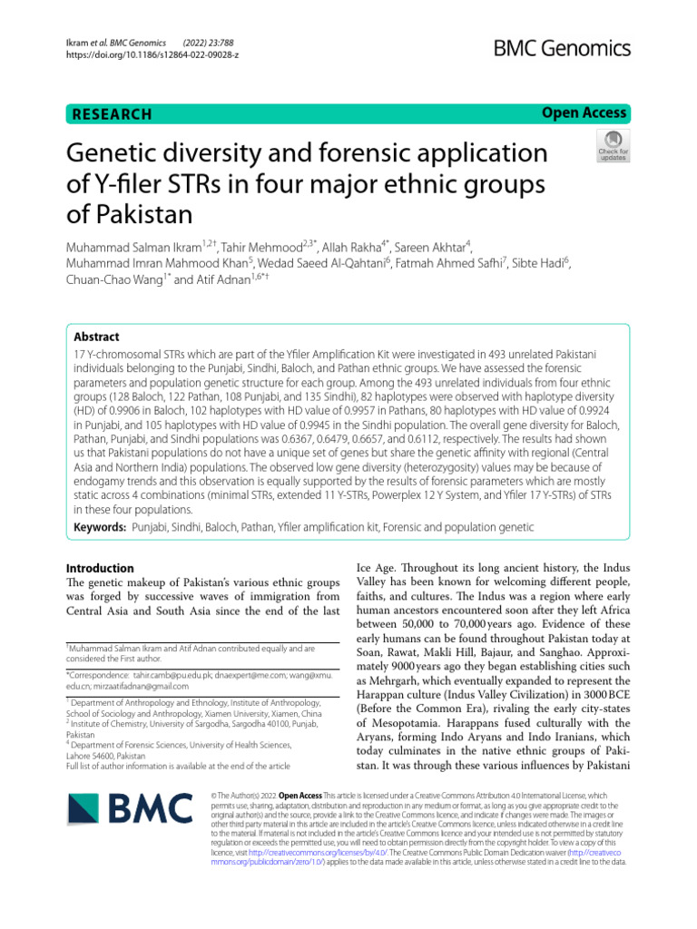 Genetic Diversity and Forensic Application of Y-Filer Strs in Four ...