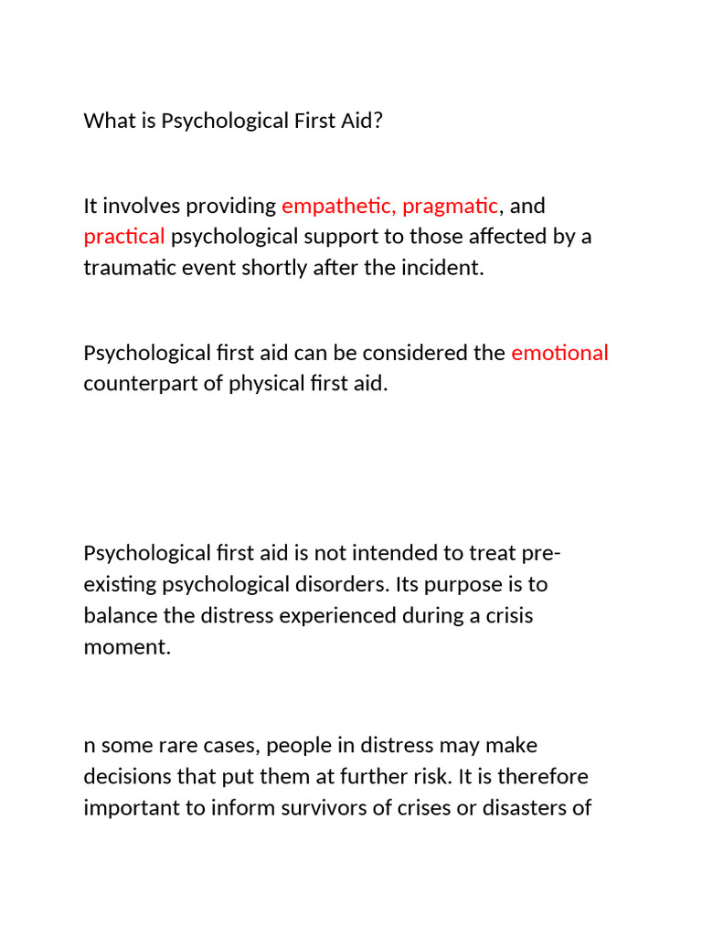 Understanding Psychological First Aid | PDF | Empathy | Mental Health