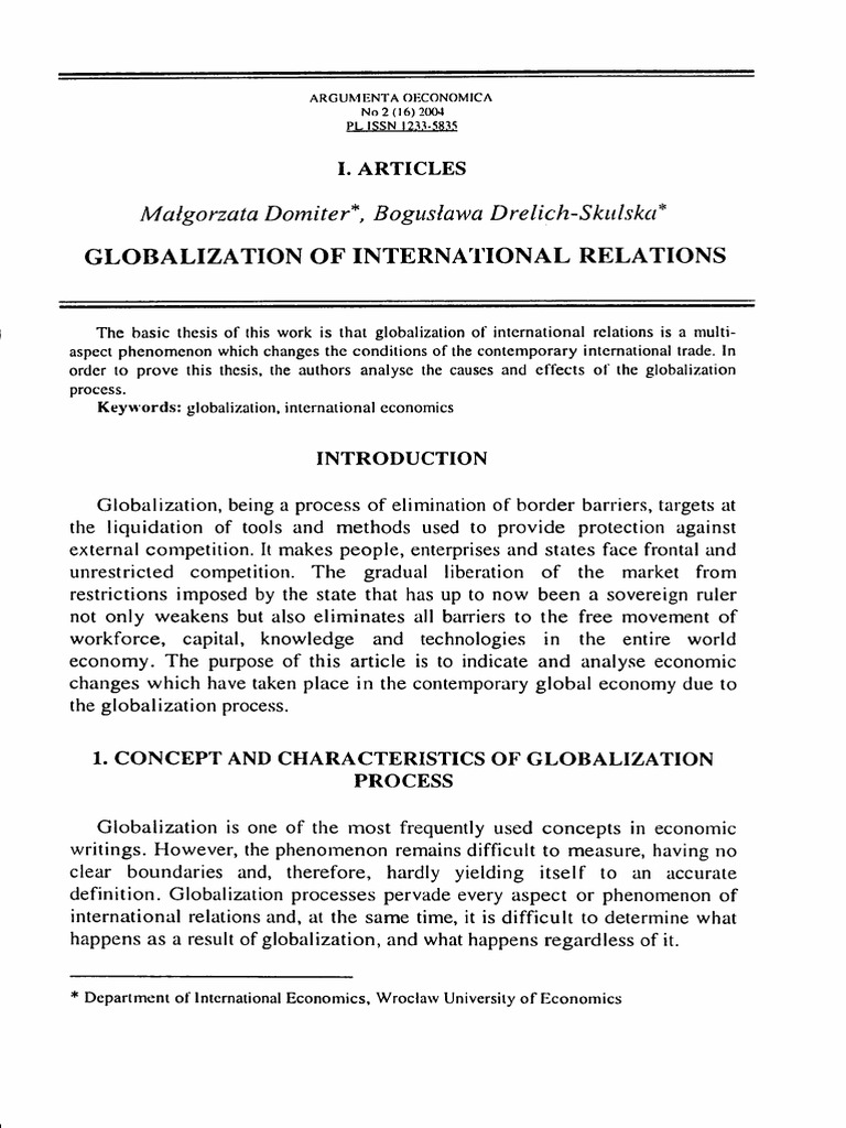 Globalization in International Relations | PDF | Globalization | World ...