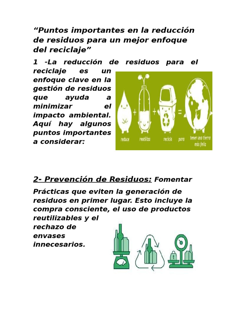 Reducción de Residuos para Reciclaje Efectivo | PDF