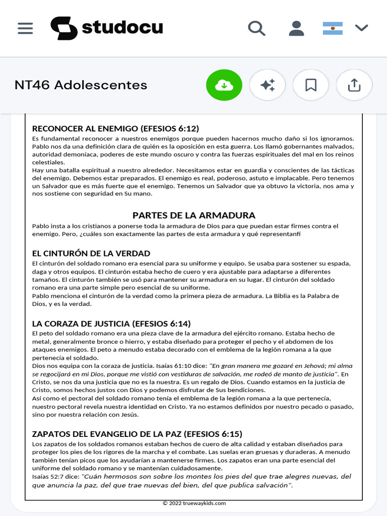 La Armadura de Dios en Efesios 6:10-15 | PDF | Cristo (título ...