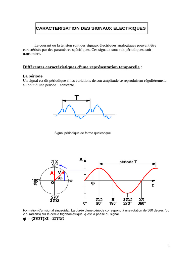 Caractéristiques des Signaux Électriques | PDF | Fréquence | Moyenne ...