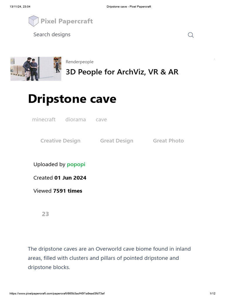 Minecraft Dripstone Cave Papercraft | PDF
