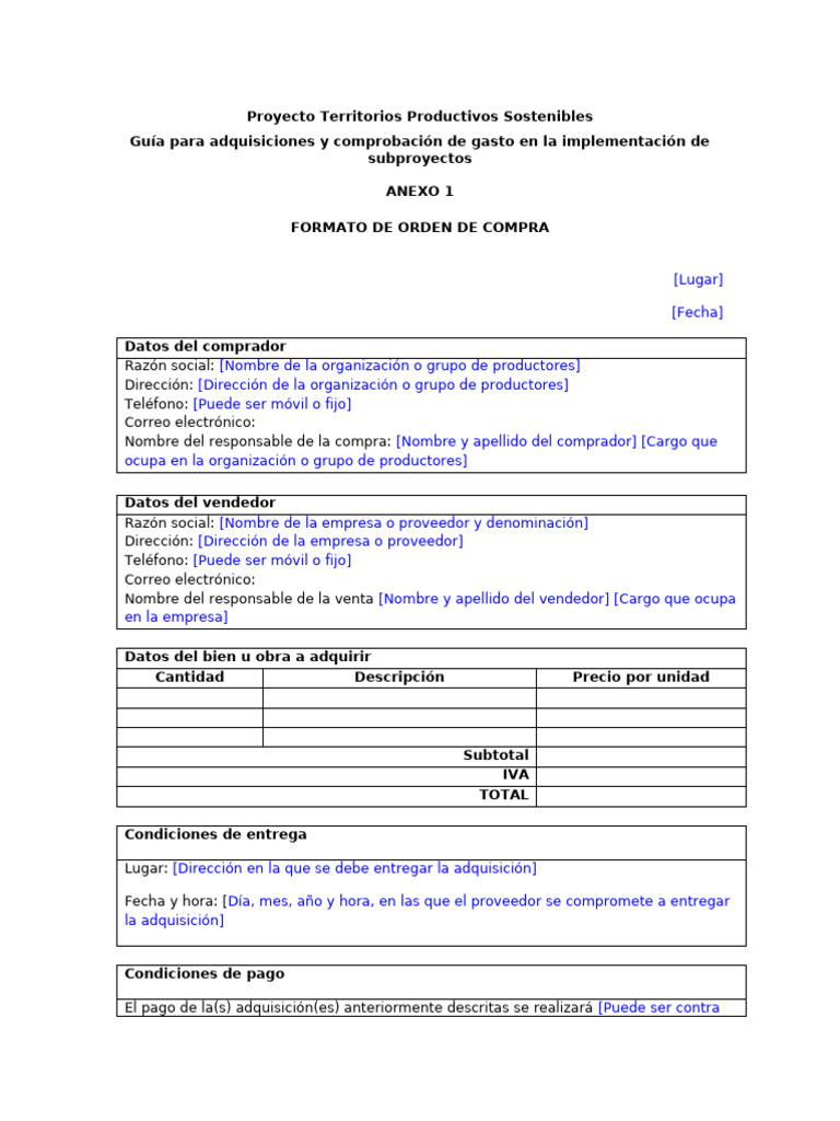 Formato de Orden de Compra Sostenible | PDF | Economias | Business