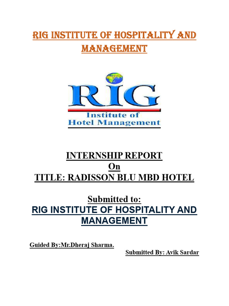 Radisson Blu MBD Hotel Internship Report | PDF | Restaurants | Menu