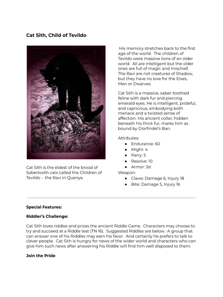 Cat Sith: Riddles and Abilities Explained | PDF | Cats