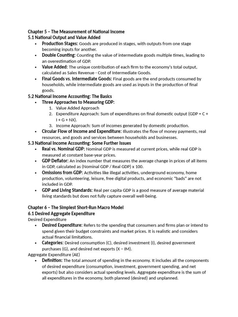 Chapter 5-8 Notes Condensed | PDF | Consumption (Economics) | Gross ...
