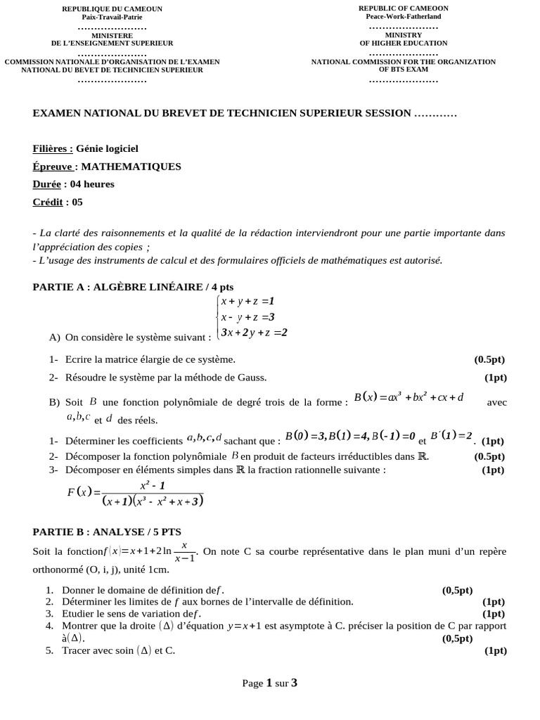 Épreuve BTS Maths 2024 - Génie Logiciel | PDF | Nombre réel | Mathématiques
