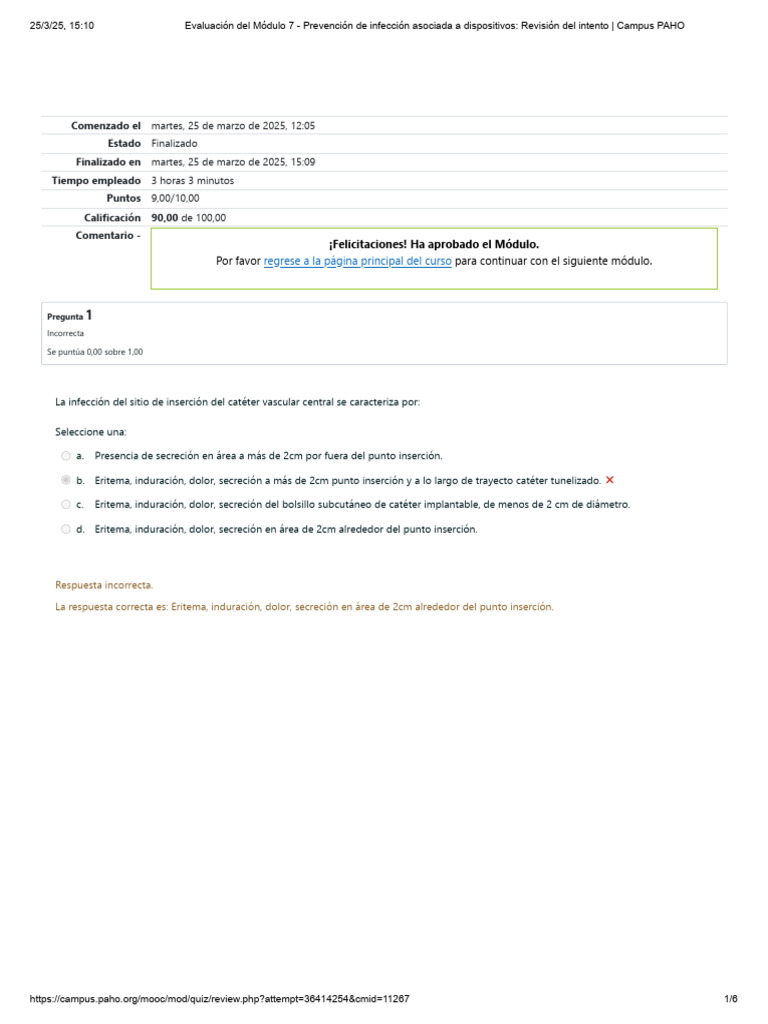 Evaluación Módulo 7: Infecciones por Dispositivos | PDF | Neumonía ...