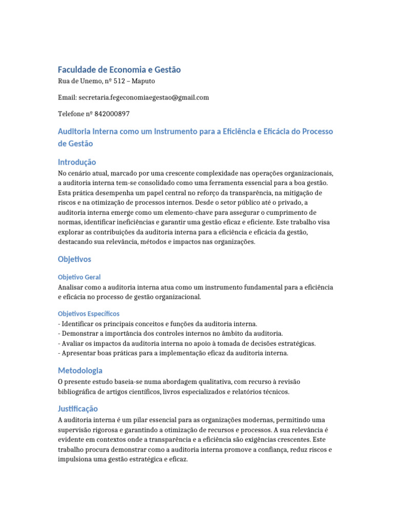 Auditoria Interna e Gestão Eficiente | PDF | Auditoria interna | Business