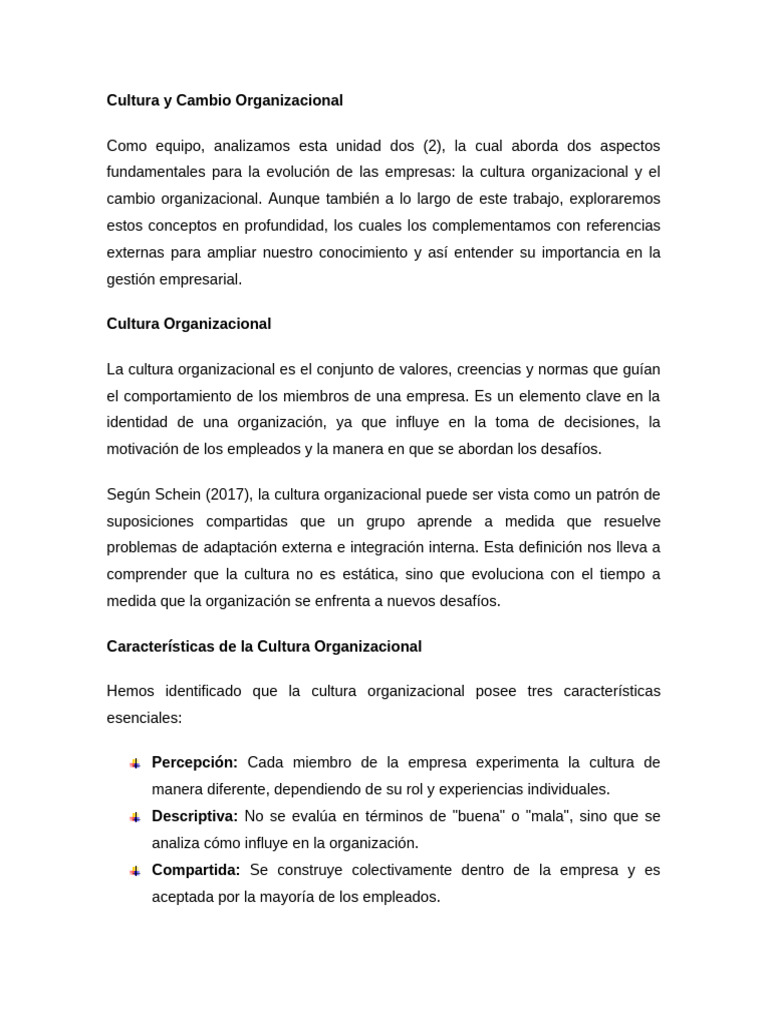 Cultura y Cambio Organizacional | PDF | Cultura organizacional | Business
