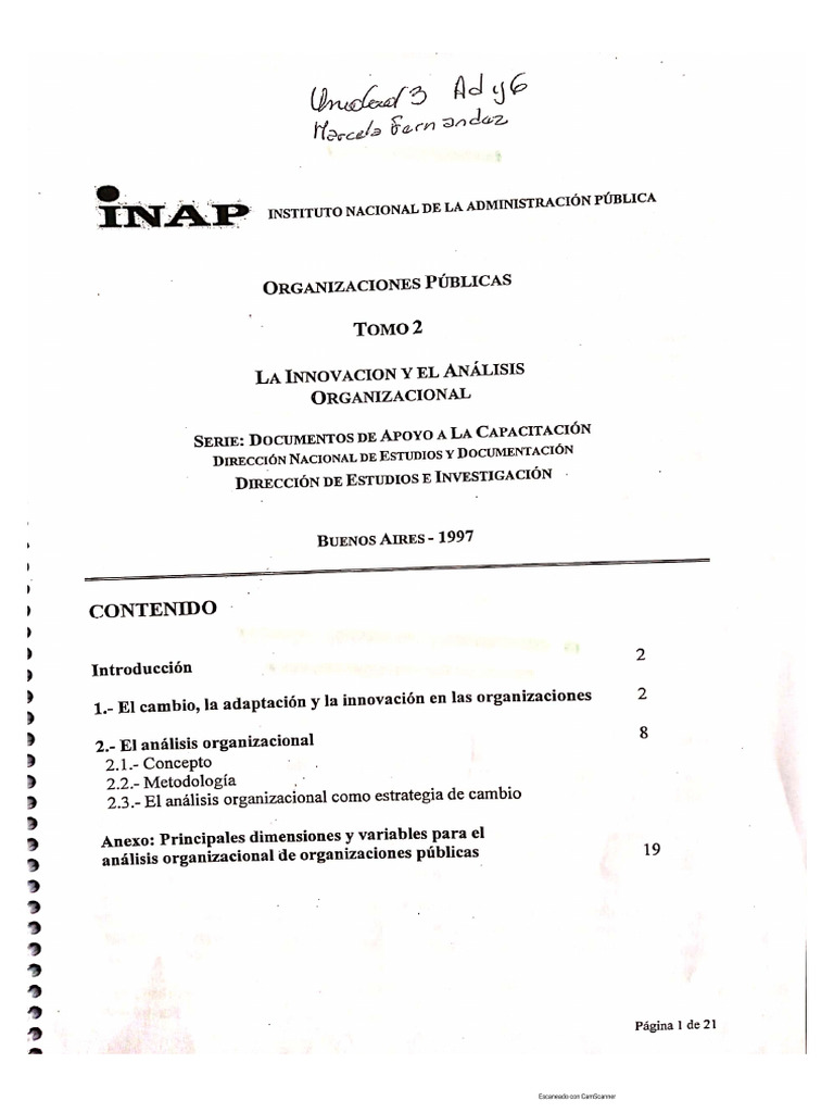 Unidad 3 - InAP - Tomo 2 - La Innovación y El Análisis Organizacional | PDF