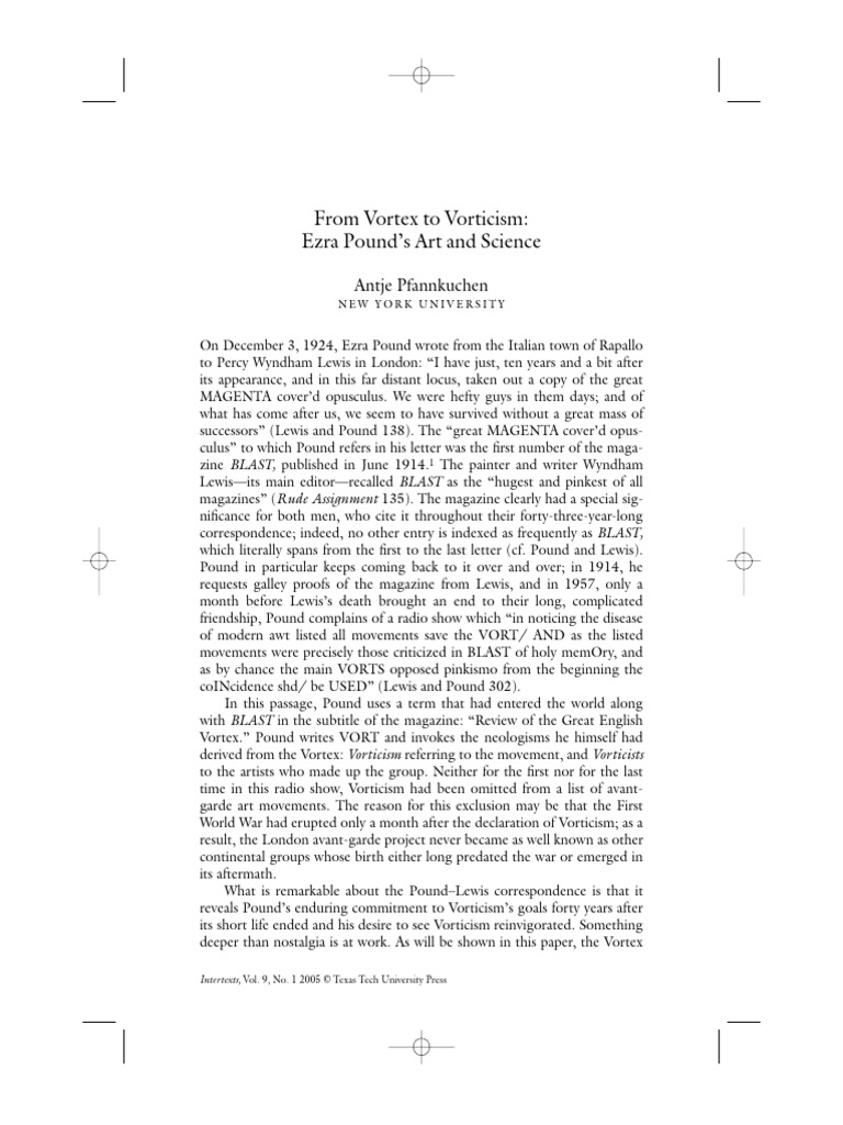 From Vortex to Vorticism: Ezra Pound’s Art and Science | PDF ...