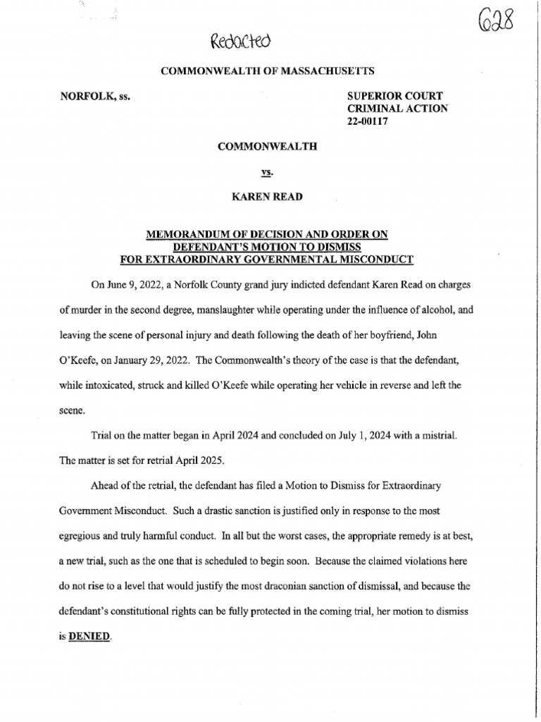 Judge Denies Motion by Karen Read's Lawyers To Dismiss Case A Week Away ...
