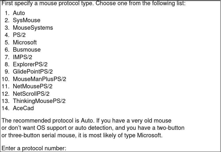 Mouse Protocol Type Selection Guide | PDF