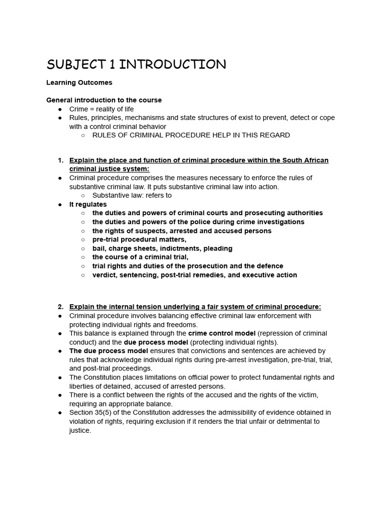 South African Criminal Procedure Overview | PDF | Prosecutor | Criminal ...