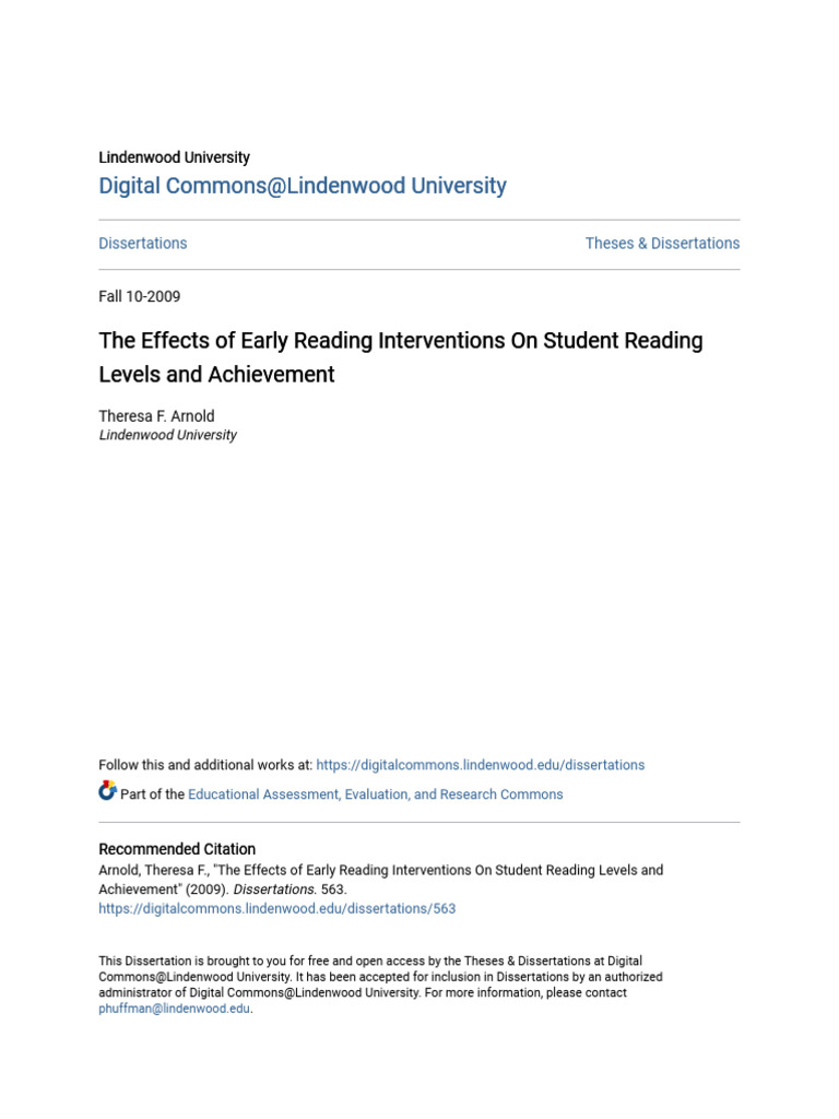 The Effects Of Early Reading Interventions On Student Reading Lev Pdf