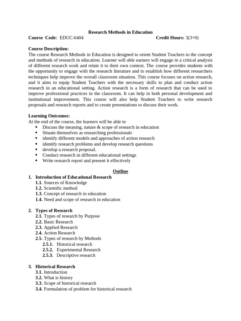 Research Methods in Education | PDF | Action Research | Teachers
