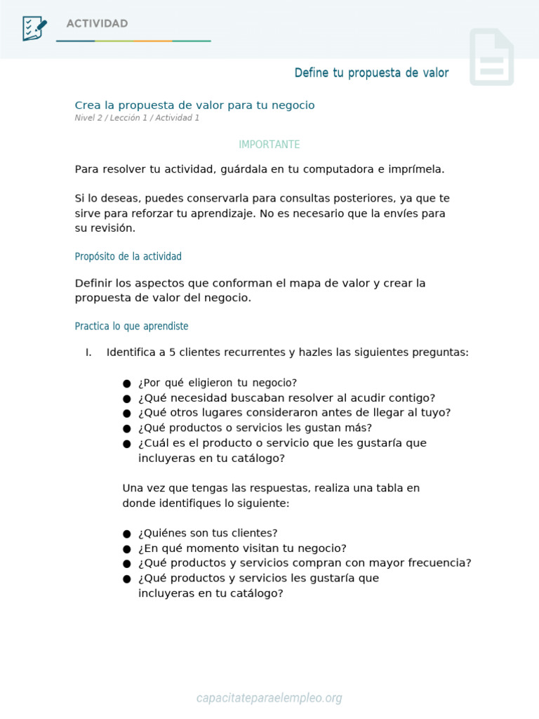Define Tu Propuesta de Valor | PDF | Cliente | Comunicación humana