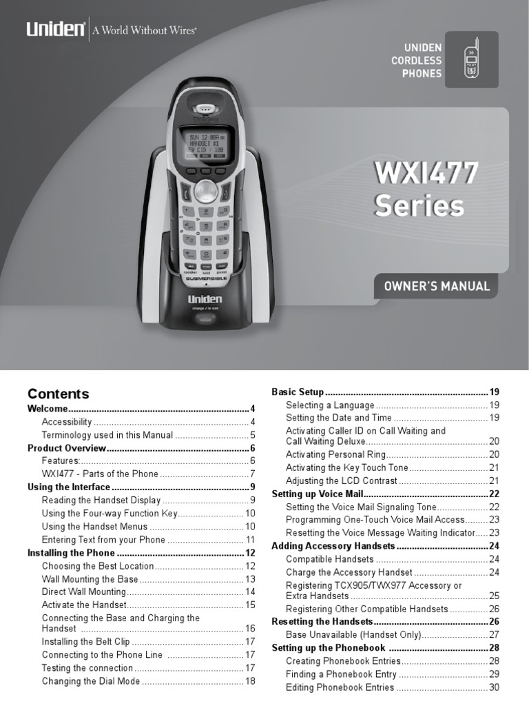 Uniden Cordless WXI477 Owner