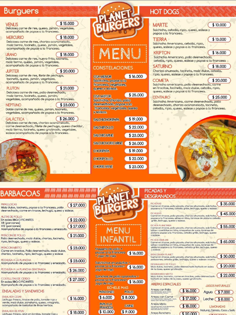 Menu Planet Burgers | PDF