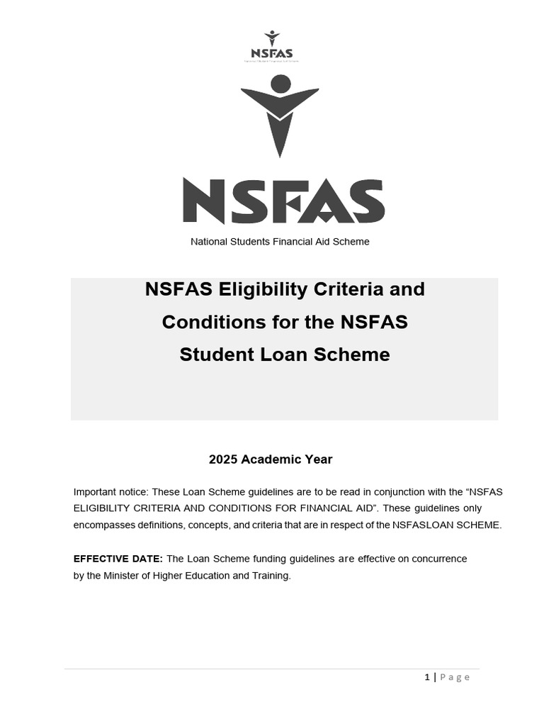 NSFAS Loan Scheme Guidelines 2025 | PDF | Loans | Interest