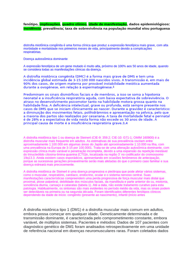 Expectativa de Vida na Distrofia Miotônica | PDF | Gravidez | Músculo