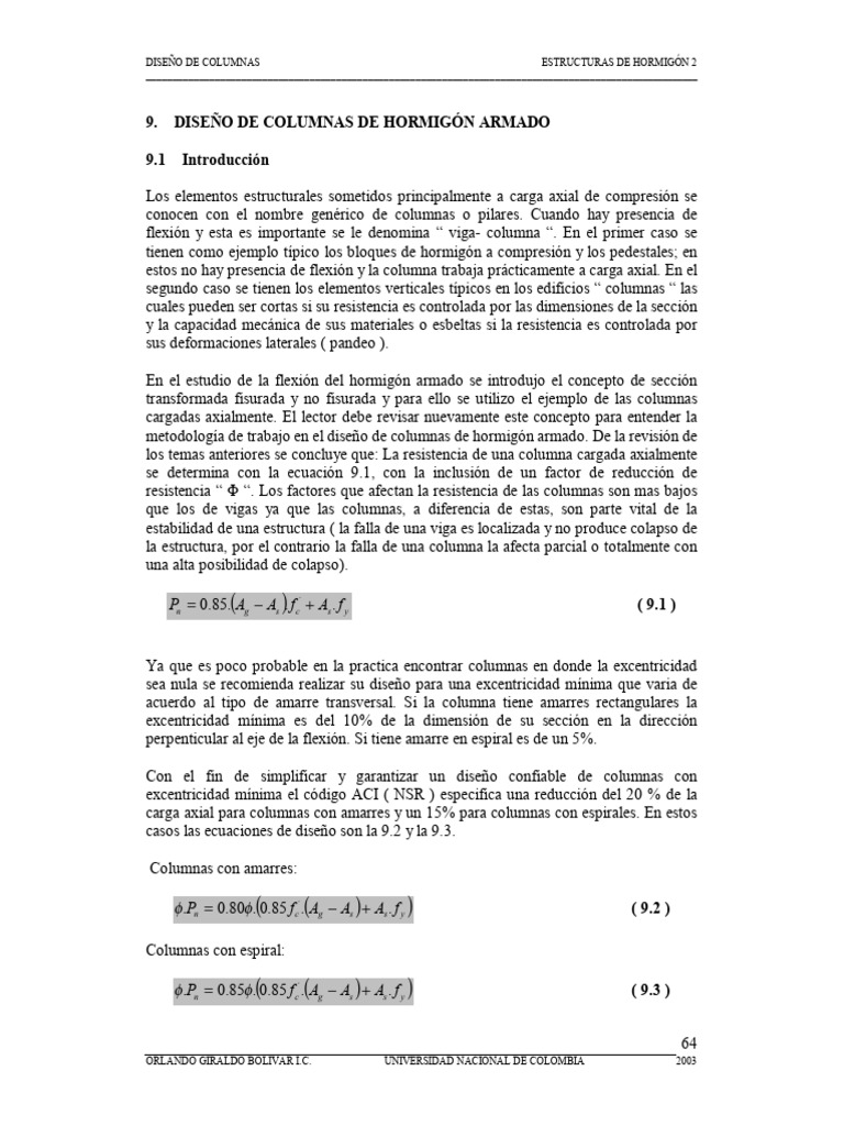 Diseño de Columnas de Hormigón Armado | PDF | Columna | Viga (Estructura)